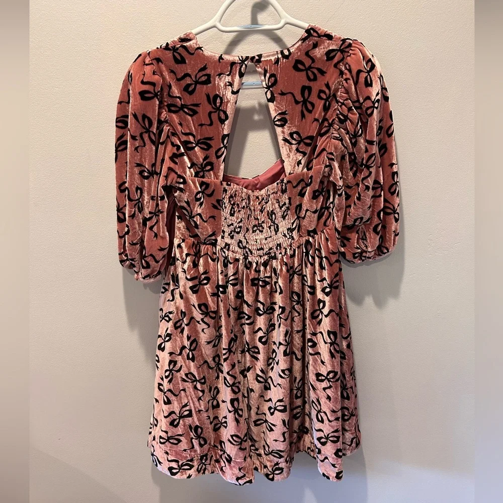 Maeve by Anthropologie Pink and Black Velvet Bow Dress - Picture 6 of 12